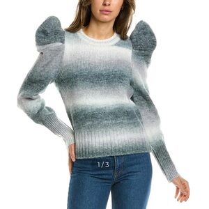 Design History NWT Sz S Ombre Gray Puff Sleeve Sweater